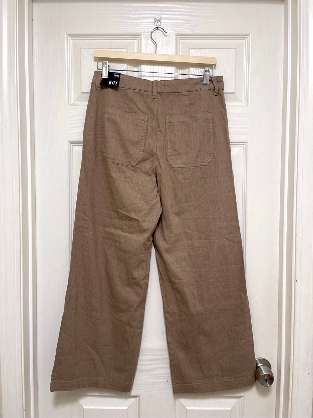 NWT Kut From The Kloth Topaz Linen Wide Leg in Khaki - Picture 7 of 9